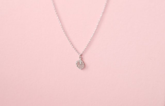 Rhodium Plated Little Leaf Necklace