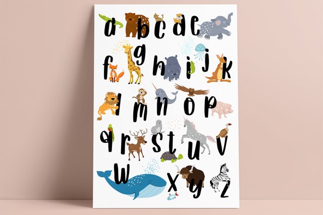 Plakat alfabet angielski zwierzęta