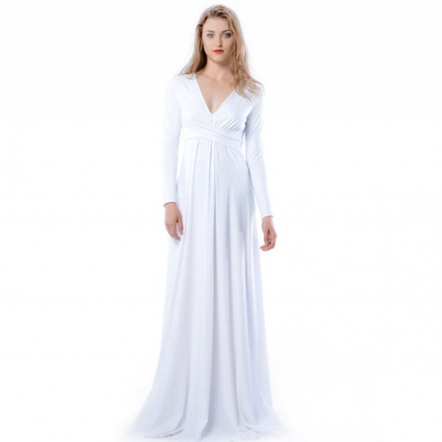 Magdalena Maxi Hypnotic White - biała wysmuklająca suknia