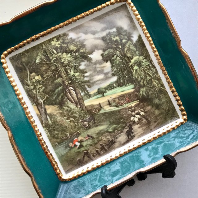 ༺❤༻ STAFFORDSHIRE - John Constable ༺❤༻ MINIATURA PORCELANOWA - Hand made ༺❤༻ Obrazek porcelanowy ༺❤༻ Scenka rodzajowa ༺❤༻