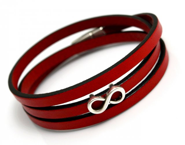 BRANSOLETKA SKÓRZANA MAGNETOOS TRIPLE INFINITY red