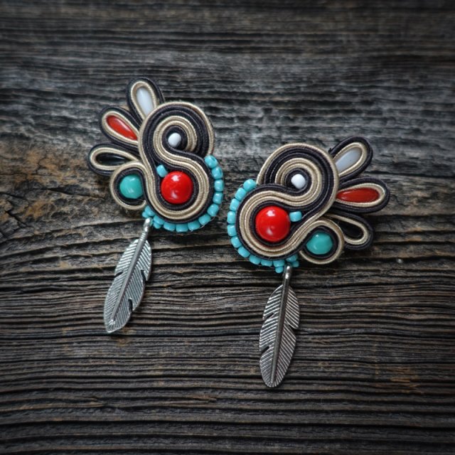 Navajo- etniczne kolczyki soutache