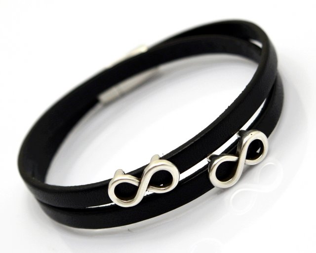 bransoletka skóra MAGNETOOS DOUBLE INFINITY black