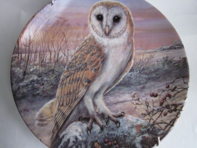 ROYAL WORCESTER  The barn Owl's Year by DICK TWINNEY - "Winter  kolekcjonerski talerz porcelanowy