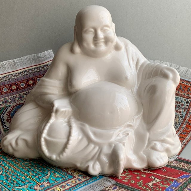 Laughing Buddha White Porcelain ❀ڿڰۣ❀ Jakościowa figurka porcelanowa ❀ڿڰۣ❀ Budda