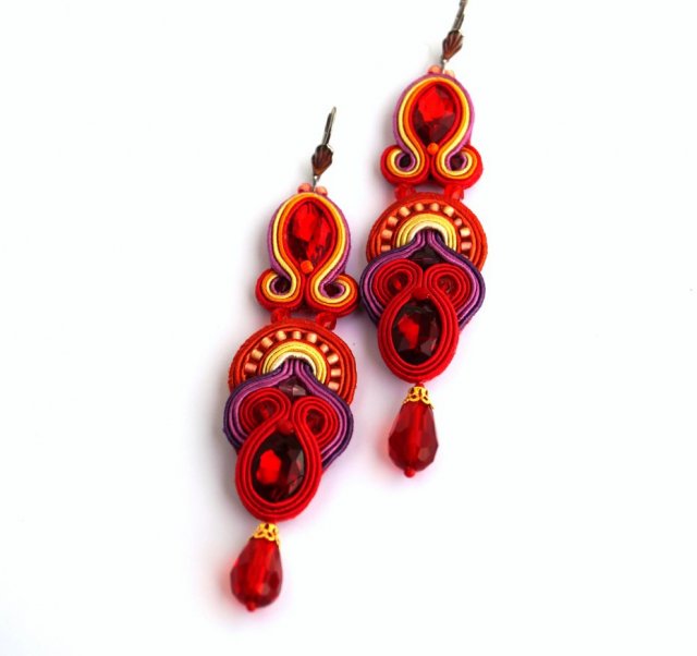 Wielokolorowe kolczyki soutache