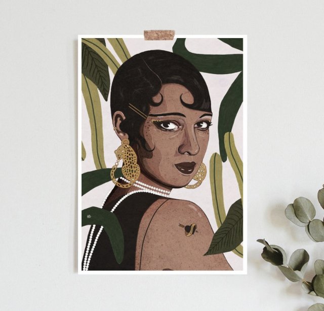 Women with cat earrings,plakat, A2 lub 40x50 cm