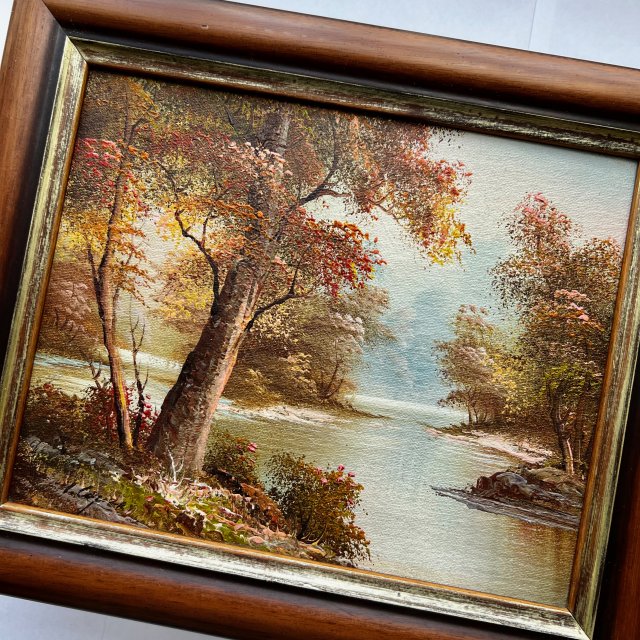 Irene Cafieri - Signed & Framed Contemporary Oil, The River in Autumn  ❀ڿڰۣ❀ Ręcznie malowana.