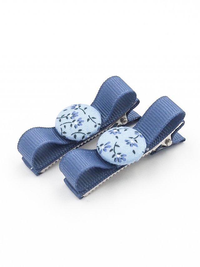 Spinki do włosów Bobbles Bow Blue Little Flowers