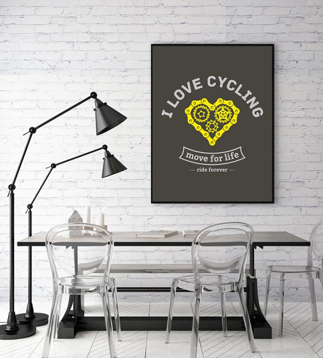 plakat. I love cycling, format A3