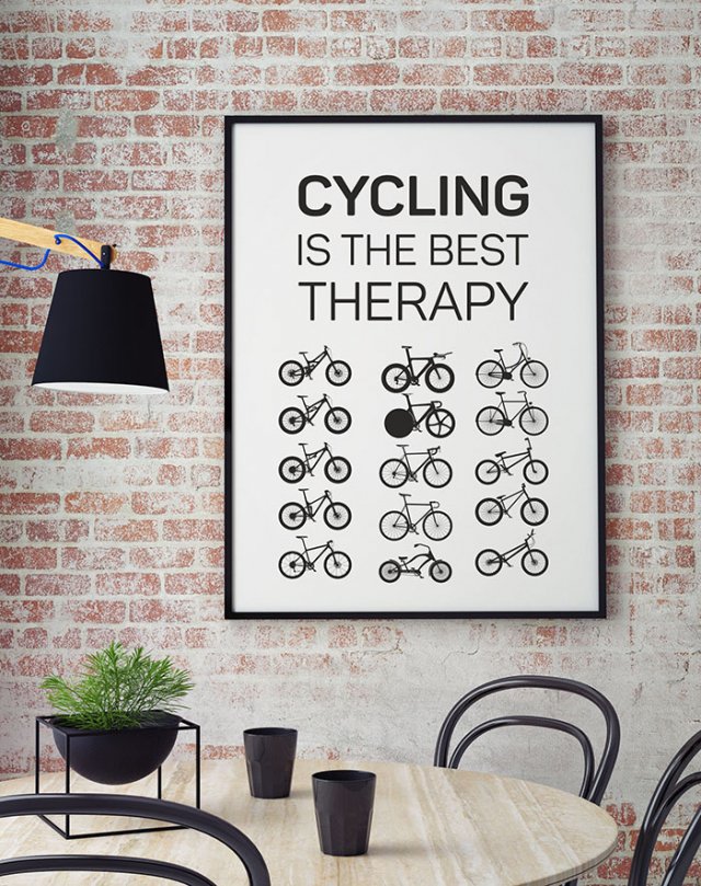 plakat. cycling is the best therapy, format A3