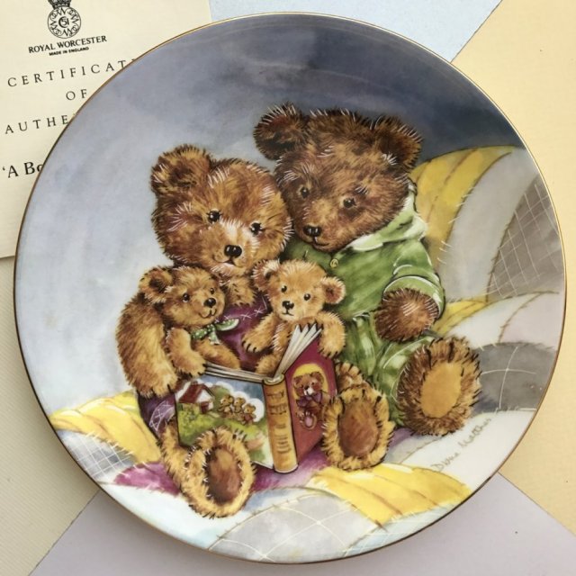 ❀ڿڰۣ❀ ROYAL WORCESTER - dos.12szt. ❀ڿڰۣ❀  Diane Matthes - Teddy Family ❀ڿڰۣ❀ A Book at Bedtime