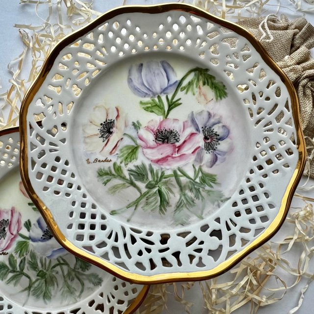 Obraz na porcelanie - Anemony, ręczny malunek ❀ڿڰۣ❀ Koronkowa porcelana ❀ڿڰۣ❀