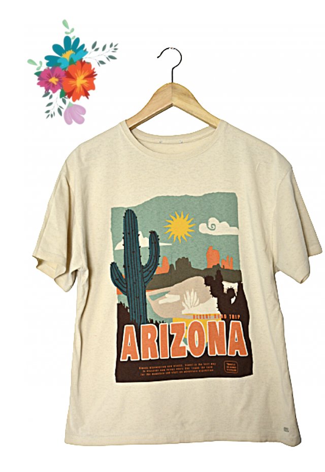 BAWEŁNIANY TSHIRT Z NADRUKIEM ARIZONA  M L