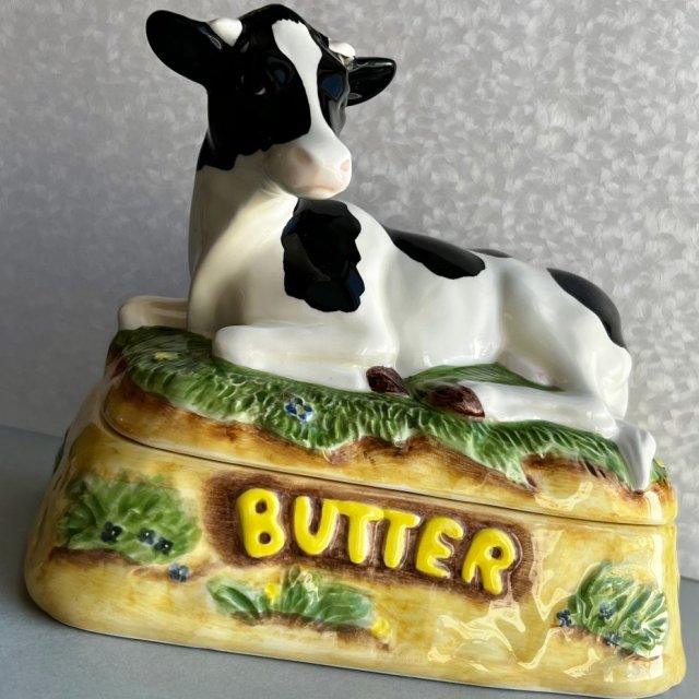 Rzadkość! ❤ Country Kitchen Collection - The James Herriot Cow Butter Dish 1998r. ❤ NOWY!