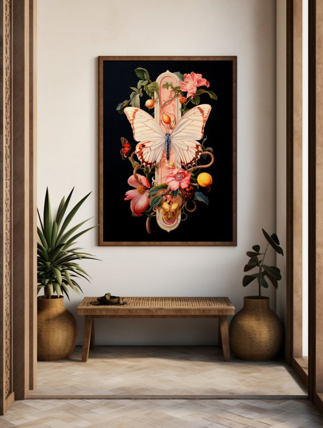 Plakat botaniczny czarny - format 61x91 cm