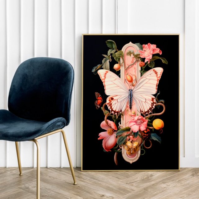 Plakat botaniczny czarny - format 50x70 cm