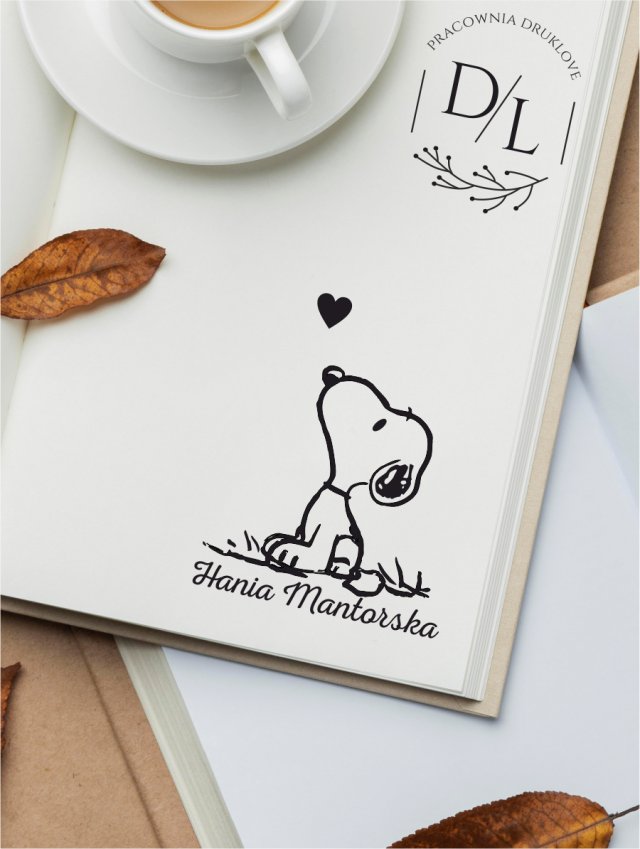 Stempel Ex Libris Exlibris personalizowany Snoopy