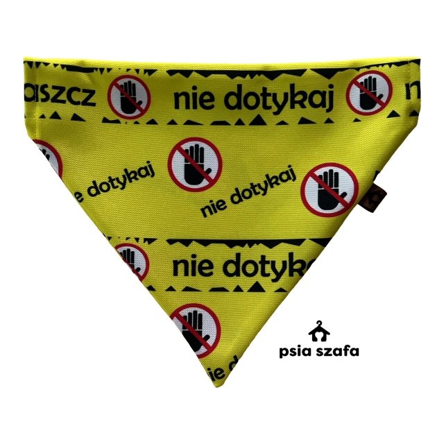 Dwustronna bandana dla psa Nie dotykaj! rozmiar L