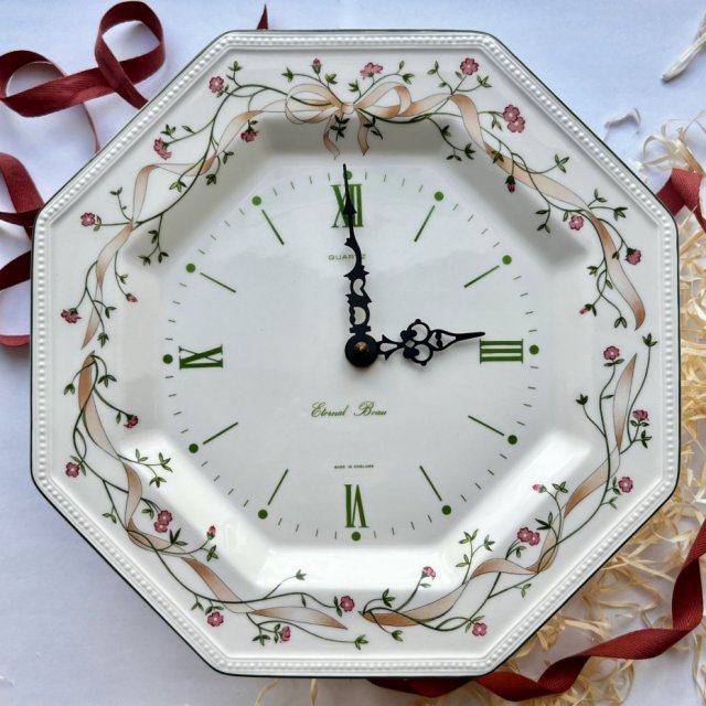 Eternal Beau Porcelain Clock - Made in England ❤ Duży zegar ścienny ❤ Wieńce kwiatowe