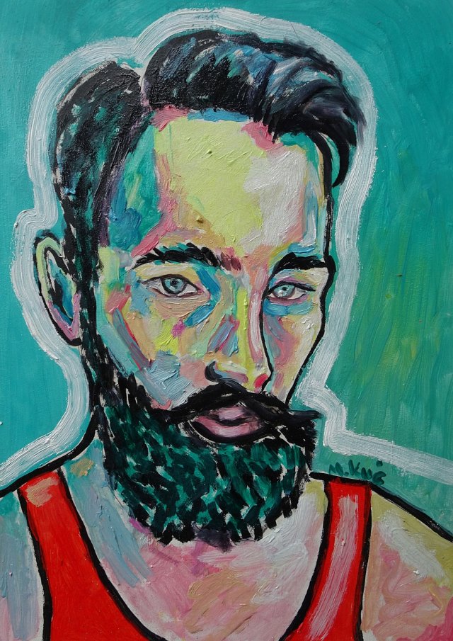 obraz do salonu portret sarmaty mężczyzna z wąsem