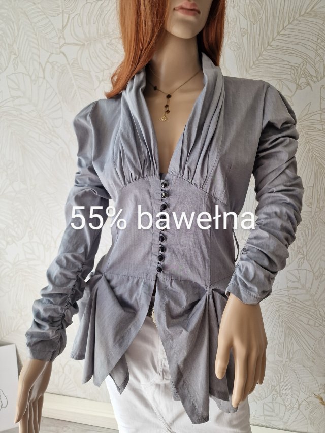 Made in Italy wyjątkowa koszula damska kolor stalowy bawełna L 40