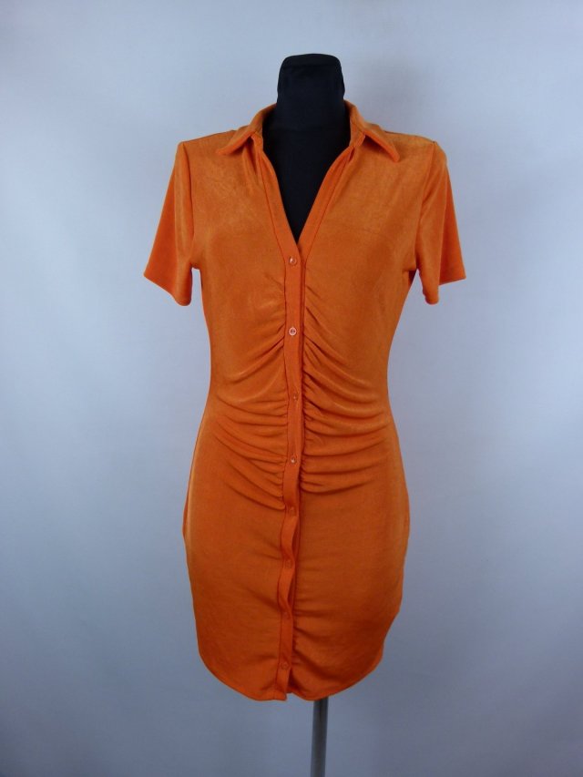 Primark pomarańczowa sukienka mini na guziki / M