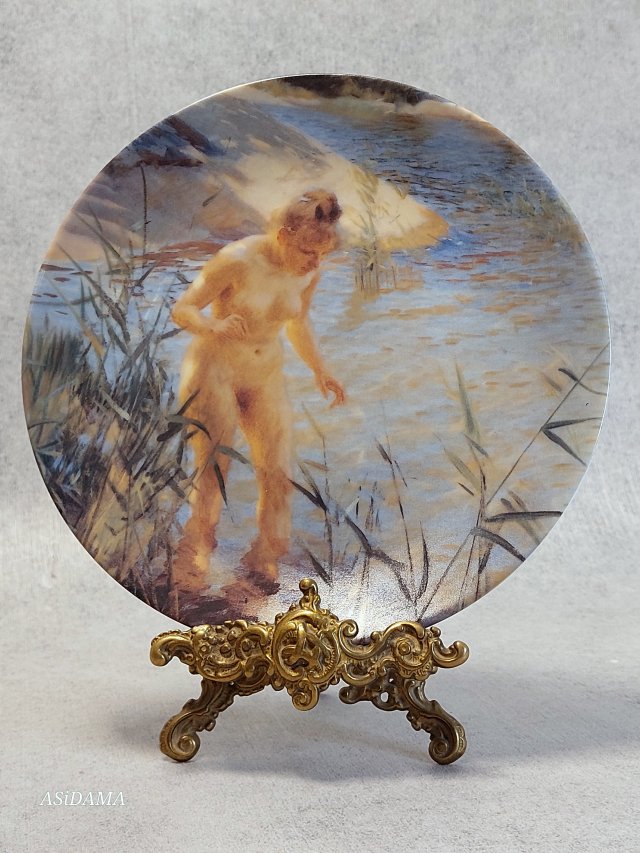 RÖRSTRAND PORCELANOWY KOLEKCJONERSKI TALERZ "REFLEXER" Ø 21CM ANDERS ZORN