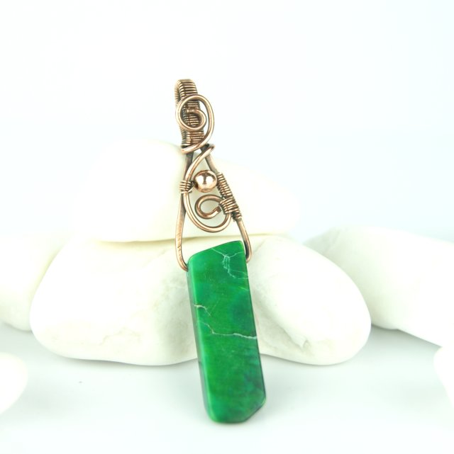 Jaspis lazurowe wybrzeże wisiorek wire wrapping