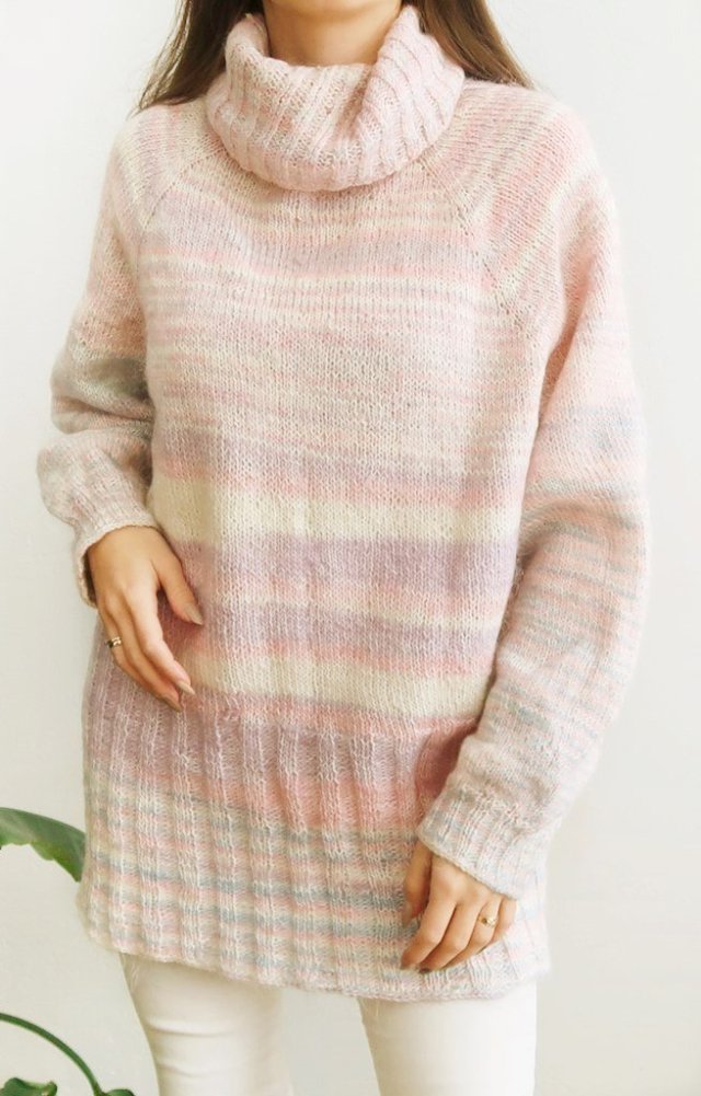 Pastelowy sweter handmade L/XL