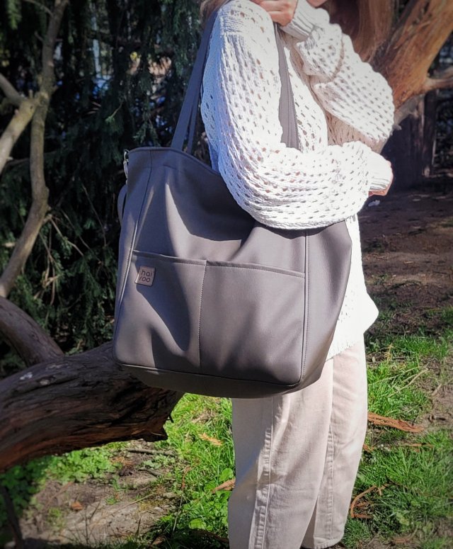 Lazy bag Pocket torba taupe ekoskóra oversize