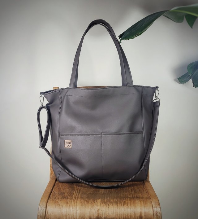 Lazy bag Pocket torba taupe ekoskóra oversize