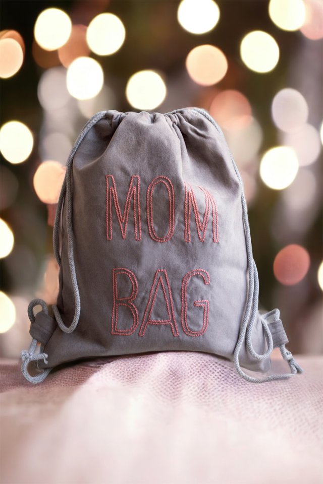 MOM BAG szary workoplecak z haftem