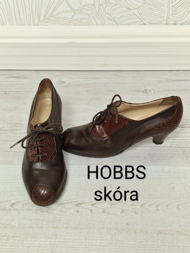 Hobbs vintage skórzane półbuty 37 brąz