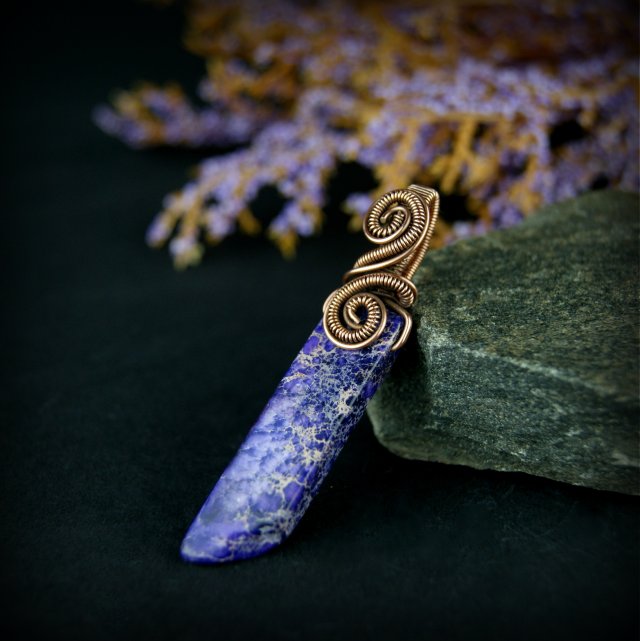 Jaspis lazurowe wybrzeże wisiorek wire wrapping