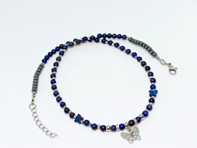 Deep blue - krótki naszyjnik z lapis lazuli, choker,