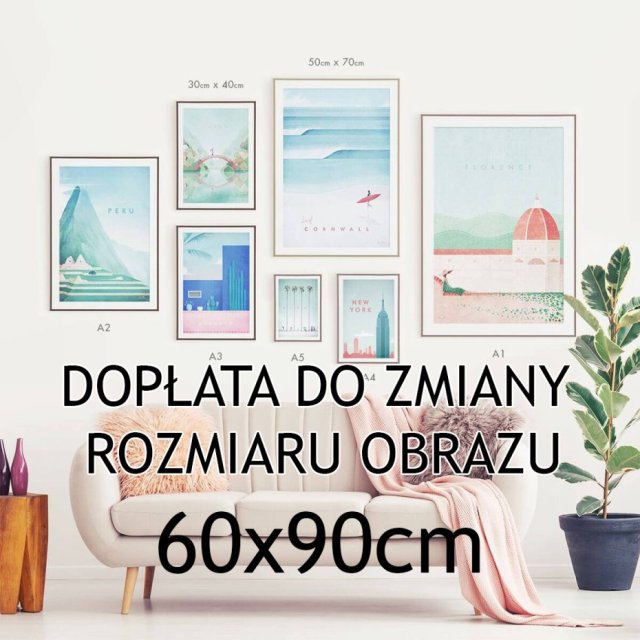 Dopłata do zmiany wymiaru obrazu - Obraz na płótnie, druk - 60 x 90cm