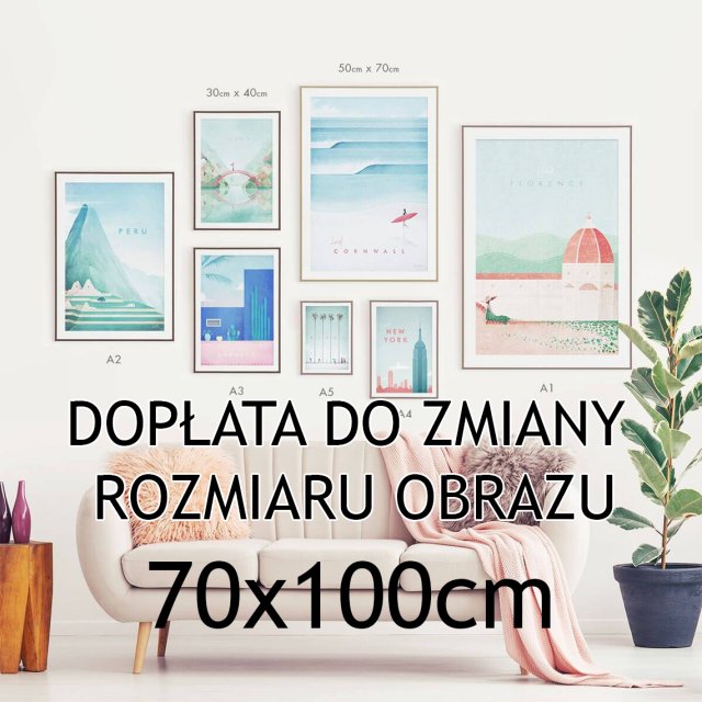 Dopłata do zmiany wymiaru obrazu - Obraz na płótnie, druk - 70 x 100cm