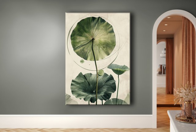 Lotus - Obraz na płótnie 50x70cm - Druk Blejtrama - Chiński Orient, Zen - możliwe inne rozmiary