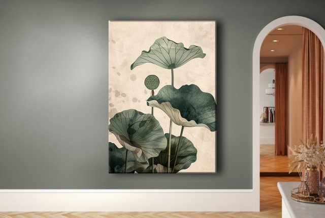 Lotus - Obraz na płótnie 50x70cm - Druk Blejtrama - Chiński Orient, Zen - możliwe inne rozmiary