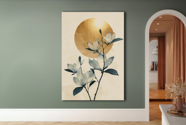 Magnolia - Obraz na płótnie 50x70cm - Druk Blejtrama - Chiński Orient, Zen - możliwe inne rozmiary