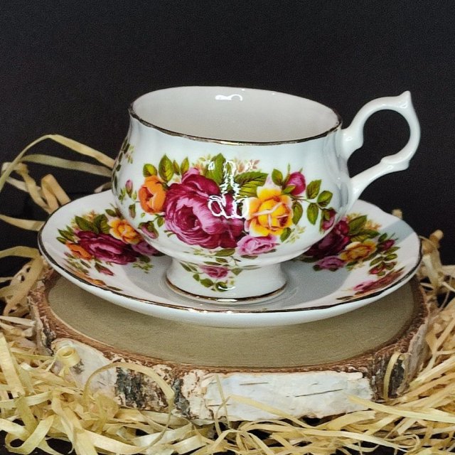 Springfield bone china angielska porcelana filiżanka i spodek angielskie róże