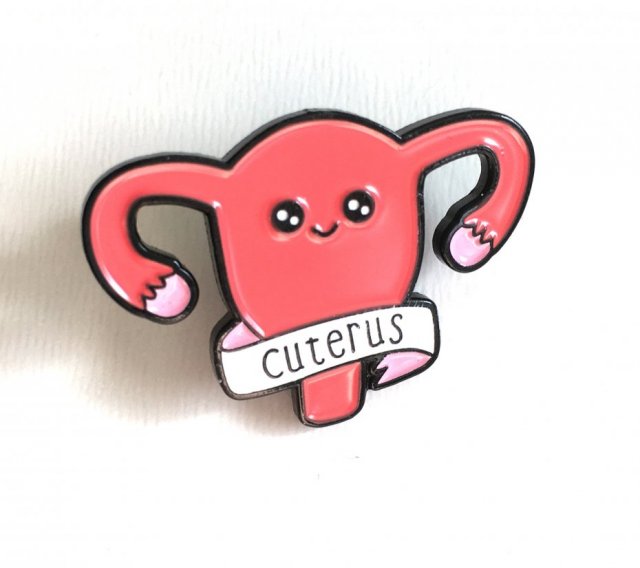 Uterus Pin Broszka macica przypinka Moc Kobieca Różowa wstążka