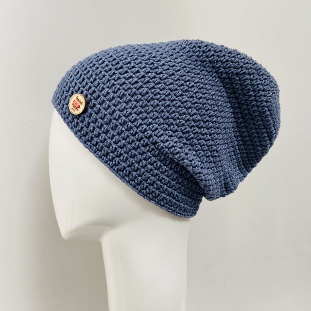 Czapka przejściowa cienka beanie smerf bawełna jeans