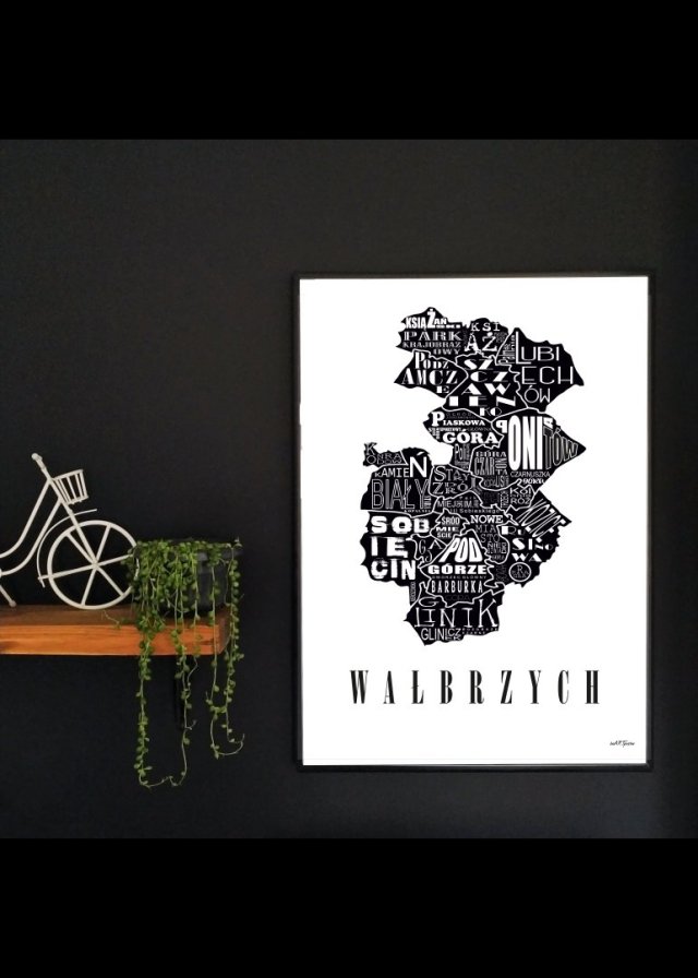 PLAKAT typograficzny mapa WAŁBRZYCH LOFT 70x100 cm