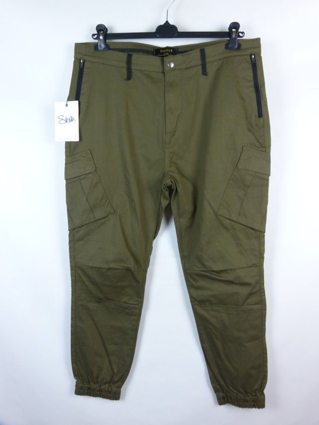 Sik Silk spodnie joggery khaki bawełna z metką 36 / XL