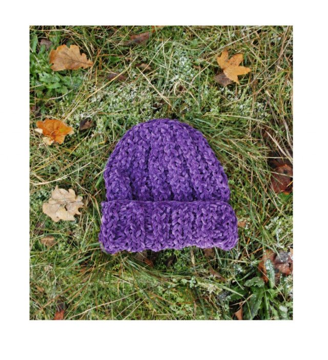 FIOLETOWA CZAPKA BEANIE HANDMADE