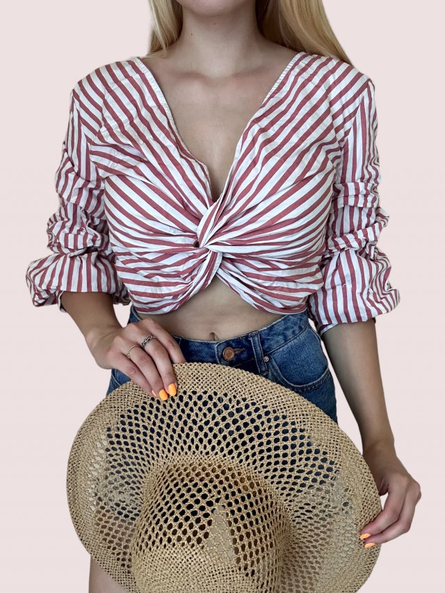 Krótka koszula crop top S Bik bok 100% bawełna