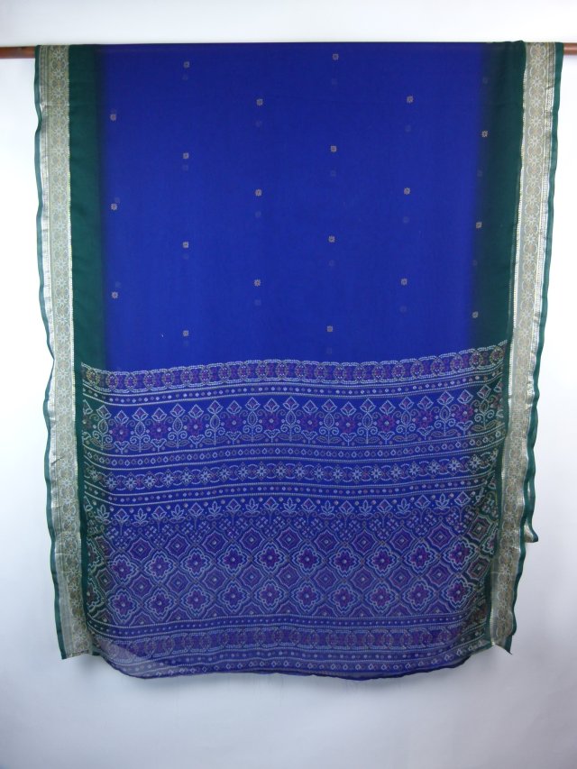 duży hinduski szal sari szyfon 480 x 108 cm