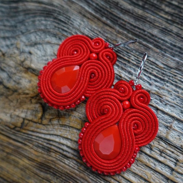 Czerwone kolczyki soutache